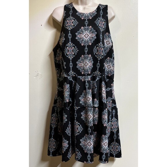 Mossimo Women's Dress Sleeveless Size XXL Floral Black Knee Length A-Line - Picture 1 of 10